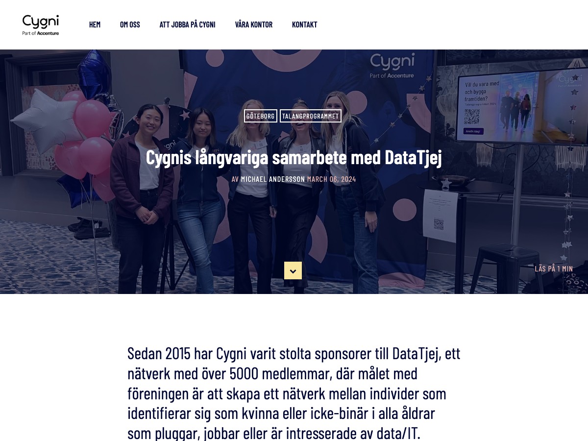 Cygnis långvariga samarbete med DataTjej